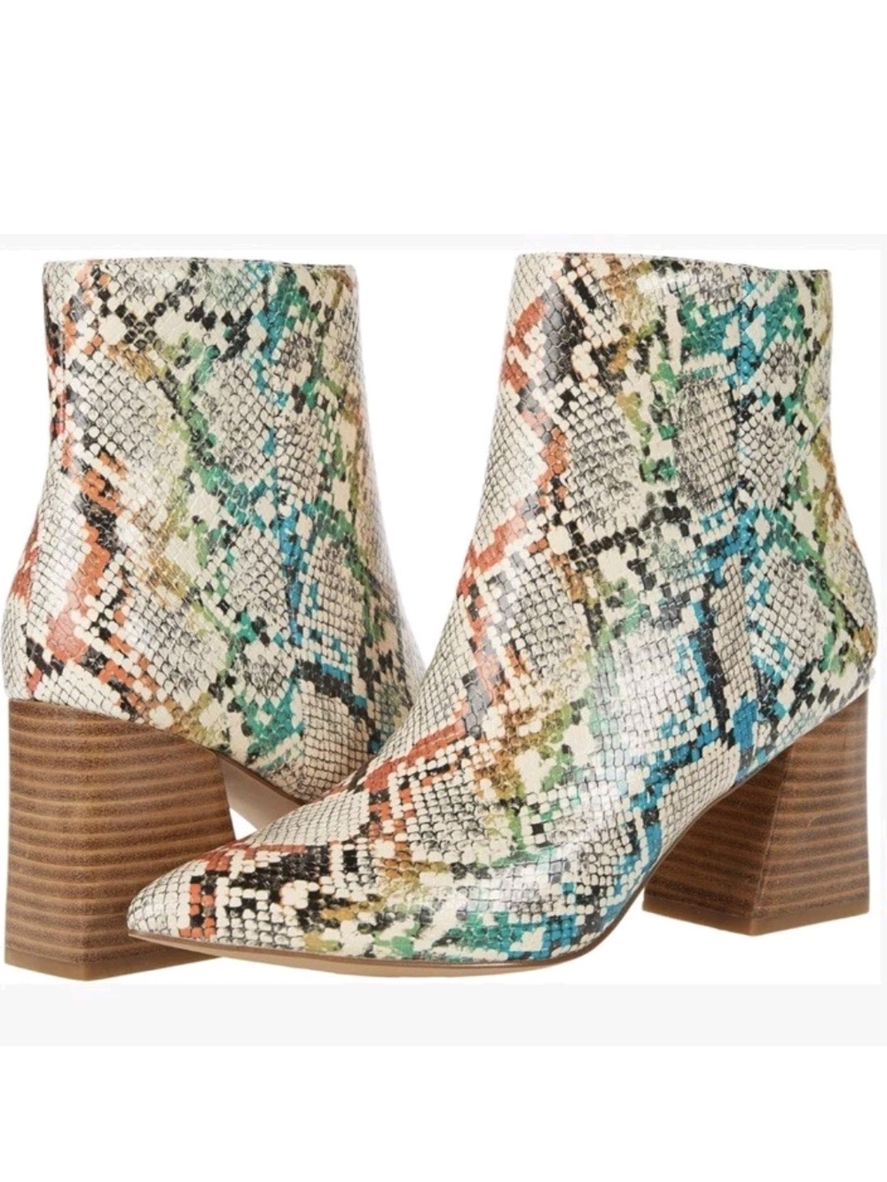 Steve Madden Multicolor Snake-Print Block Heel Ankle Boots Size 9 😮‍💨🔥